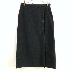 ☆80s COMME des GARCONS コムデギャルソン GS-05061M フロントボタンデザイン スリットスカート ダークグレー M 【送料一律/同梱可能】H