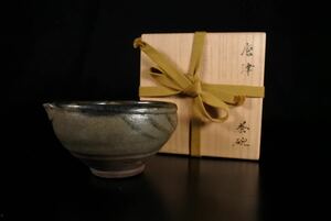 ◆雅◆ 時代 古唐津焼 片口 古唐津茶碗 直径12cm 箱付 茶道具 旧家蔵出 HK.23.7.Ho