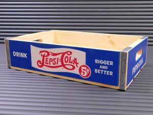 【ＰＥＰＳＩ・ペプシ】※《ウッドボックス／５セント》 アメリカン雑貨　インテリア収納　ドリンクケース　木箱
