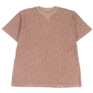 極美品□DIOR ディオール オム 113J692A0614 オブリーク 総柄 ジャガード パイル 半袖Ｔシャツ ブラウンピンク系 XL イタリア製 正規品