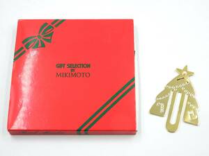 ◎MIKIMOTO/ミキモト/BOOK MARKER/ブックマーカー/パール付き クリスマスツリー型/ブックマーク/栞/JAL/日本航空/箱付き