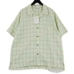 未使用 ANCELLM アンセルム 半袖チェックシャツ ANC-SH36-A RAYON CHECK OPEN COLLAR SS SHIRT ミント 2 タグ付き 70016008