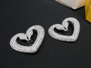 1円 ■極美品■ SWAROVSKI スワロフスキー ラインストーン 白鳥 クリップ式 イヤリング アクセサリー レディース シルバー系 FD0790