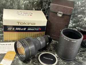 Tokina ☆オススメ☆ AT-X 300 AF 300mm 1:2 .8 トキナー レンズ　取説付き　マウント固定式 ケース フード USED品 動作未確認