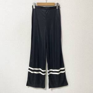 90s Jean Paul GAULTIER CLASSIQUE シアー フレアパンツ ライン 黒 40サイズ ジャンポールゴルチエ スラックス VINTAGE archive 4080421