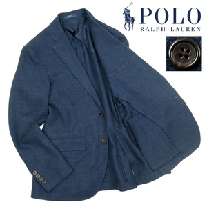 【B3103】【極美品】POLO RALPH LAUREN ポロラルフローレン テーラードジャケット ポリエステル×毛×麻 背抜き ウール リネン サイズ36