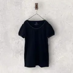 【ikka】イッカ UネックTシャツ(M) ブラック シンプル カジュアル