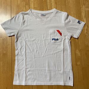 FILA フィラ レディース Tシャツ ポリエステル65% 綿35% ホワイト WOMEN サイズ L 中古品 美品 送料無料