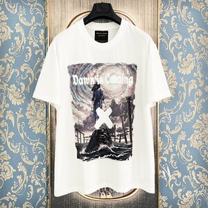 一枚限定・定価2万★christian milada・ミラノ発・半袖Tシャツ★コットン100％ 上品 薄手 軽量 オシャレ プリント 春夏 日常 定番 L/48