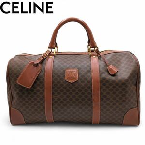 美品　CELINE セリーヌ　ボストンバッグ　マカダム　カデナ　鍵付き　大容量　 ブラウン ヴィンテージ マカダム柄　南京錠　ゴールド金具