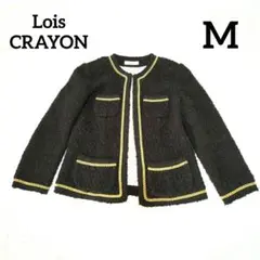 Lois CRAYON　ツイードノーカラージャケット　黒　Mサイズ ワンホック