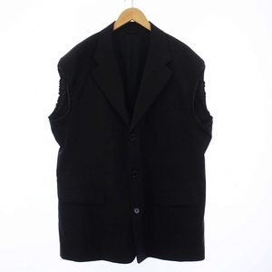 RAF SIMONS 23SS Blazer with elastic in sleeves ノースリーブジャケット ベスト ジレ テーラード M 黒 ブラック 231-516