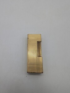 美品 ダンヒル Dunhill スクエア型 ローラー式 ガスライター 総柄 ゴールド 金 高級 喫煙 GOLD