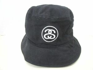 6198RSZ◎STUSSY ステューシー SS LINK Deep Bucket Hat バケットハット ブラック L-XL SSリンク シャネルロゴ◎中古