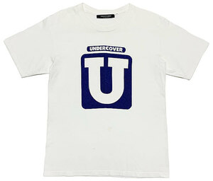 国内正規品■UNDERCOVER(アンダーカバー) 初期90s ヴィンテージ Uロゴ 染み込み 手刷りプリント 半袖Tシャツ F ホワイト白青