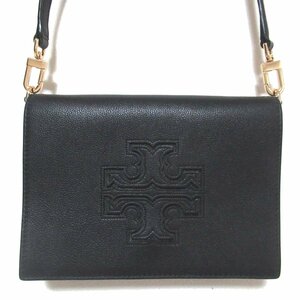 美品 TORY BURCH トリーバーチ HARPER COMBO CROSSBODY 2way レザー クロスボディ ショルダーバッグ クラッチバッグ ブラック×ゴールド