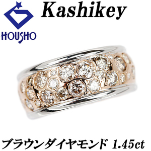 年末大感謝祭【最大40%OFF】カシケイ ブラウンダイヤモンド メランジェ リング 1.45ct K18PG K18WG 太め 幅広 送料無料 美品 中古 SH120829