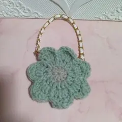 ハンドメイド 花型パスケース ミントグリーン