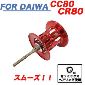 赤色 ダイワ DAIWA CC80 / CR80　ベイトリール 替えスプール 浅溝スプール シャロースプール ベイトフィネススプール 金属製スプール