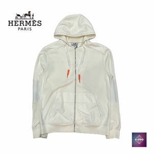 HERMES エルメス ヴォワルH パーカー トップス XS ホワイト 長袖 フード付き メンズ 【中古】