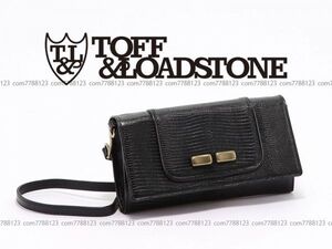 未使用４万《TOFF & LOADSTONE》長財布 ショルダー バッグ エリオポール トフ & ロードストーン 財布 ポシェット リザード ブラック 黒