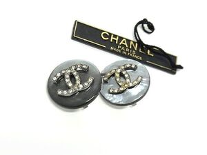 1円■美品■CHANEL シャネル ヴィンテージ ココマーク 96A シェル ラインストーン クリップ式 イヤリング アクセサリー シルバー系 FH4816