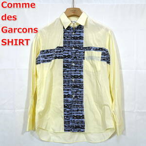 【良品】コムデギャルソンシャツ　春夏　十字切替シャツ　COMME des GARCONS SHIRT　サイズＳ　黄灰