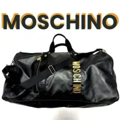 MOSCHINO モスキーノ 2WAY レザー ロゴバックル ボストンバッグ