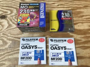 mK 60 maxell MOディスク 230MB 5枚/SONY MO 230MB EDM-230CMF/FUJITSU OASYS MF2DD フロッピー 2枚 セット※フィルムに難あり、長期保管品