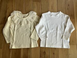 新品 女の子 ベビー 西松屋 ロンT 白 クリーム色 90センチ セット