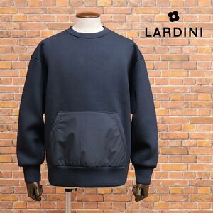 23AW/LARDINI/Sサイズ/トレーナー ITLMML336 ITEL6107 透湿 シワ防止 高機能 ダンボールニット快適 イタリア製 新品/紺/ネイビー/jc107/