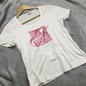 自由区 じゆうく Tシャツ 半袖 M レディース 丸首 オンワード ホワイト 白 文字 ロゴ シンプル