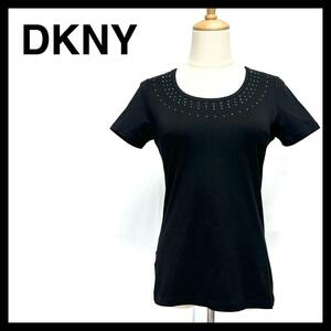 【未使用に近い】DKNY Tシャツ ティーシャツ 半袖 スタッズ ブラック S