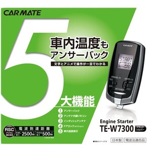 カーメイト【TE-W7300】リモコンエンジンスターター アンサーバック機能搭載インダッシュタイプ車載アンテナ