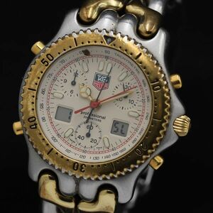 1円 稼働 タグホイヤー CG1123-0 セル クロノグラフ プロフェッショナル200 アイボリー文字盤 メンズ腕時計 TKD 9809300 6DIT