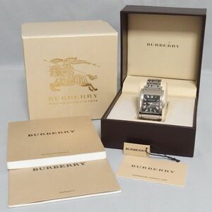 ★BURBERRY BU1555 スクエア メンズ クォーツ 腕時計 黒文字盤 バーバリー★ジャンク