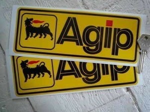 海外　限定品　送料込み 　アジップ Agip Yellow 200mm 2枚セット　ステッカー