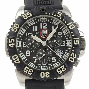 1円 不動 ジャンク ルミノックス LUMINOX 3180 クオーツ クロノ 黒文字盤 SS×ラバー メンズ 腕時計