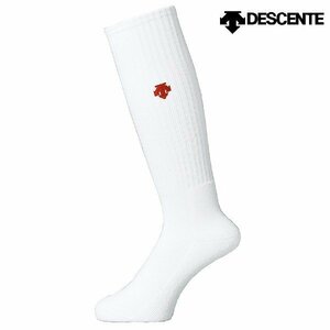 23.24.25cm DESCENTE (デサント) バレーボール ハイソックス 靴下 ホワイト×レッド DVB8124-WRD レディース　女子