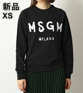 [新品] MSGM レディース エムエスジーエム ブラシストロークロゴ スウェット XS　ブラック