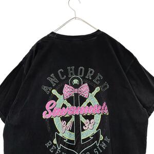 コンフォートカラーズ　両面プリントピンクリボン半袖TシャツメンズXL g4