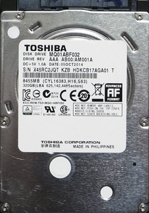 TOSHIBA MQ01ABF032 2.5インチ 7mm SATA600 320GB 43回 17156時間