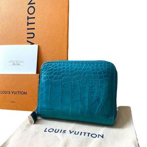 【新品同様!!】LOUIS VUITTON ルイヴィトン ジッピーウォレット 折り財布 コインケース エキゾチック アリゲーター グリーン 小銭入れ