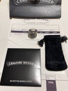 1円 美品 CHROME HEARTS クロムハーツキーパーリングパヴェ 22号 シルバー925 USED美品 インボイスコピー他付属品完備