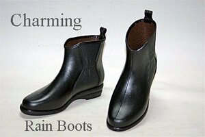 【Charming】完全防水チャーミング レインブーツ #725 BLACK L◆新品◆国産