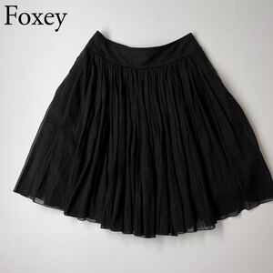 FOXEY BOUTIQUE フォクシーブティック コットンフレアスカート 膝丈スカート プリーツ ボトムス 膝下丈　張り感なし　落ち感 レディース