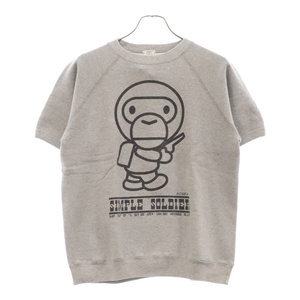 A BATHING APE アベイシングエイプ SIMPLE SOLDIER シンプルソルジャー プリント コットン半袖Tシャツ カットソー グレー