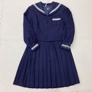 I782/(中古)兵庫・広島方面 女子制服2点 /校名不明/特大/大きめ/大/170B/W76/丈60/セーラー/スカート/白3本/KANKO/冬/紺/中学/高校/学生服