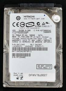 HITACHI HTS545050B9SA00 [500GB 2.5インチ 9.5mm SATA HDD 2010年製 使用時間 12966H (Cristal DiscInfo 正常) (管:KH473