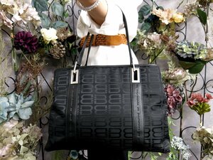 ●超美品●BALENCIAGA バレンシアガ●BBロゴ●総柄●ナイロン カーフ レザー 本革●トート バッグ●黒●SV金具●腕掛け●B5 収納●Js49541